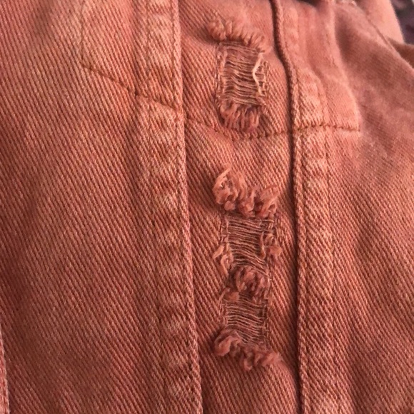 Refuge Distressed Denim Jacket Rust/Brown Color Size Small Button Up - Picture 5 of 5